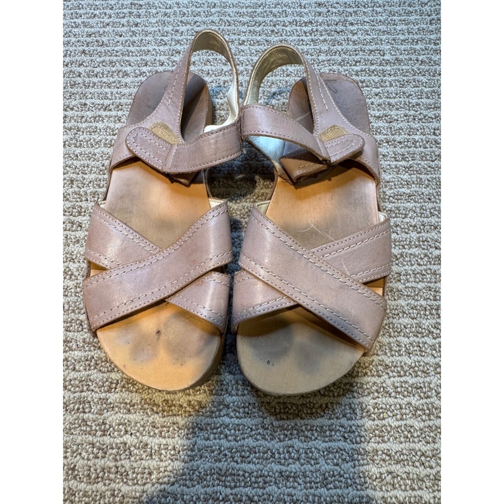 Kalso Earth Shoe Womens Leather Platform Clog Sandals Mauve Studded NegativeHeel